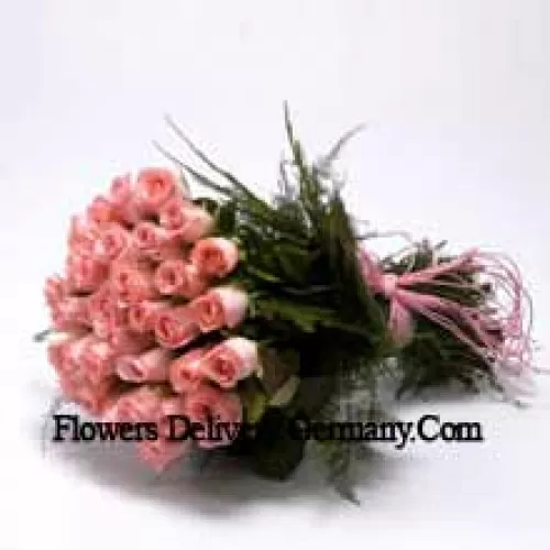 A Beautiful Bunch Of 51 Pink Roses With Seasonal Fillers