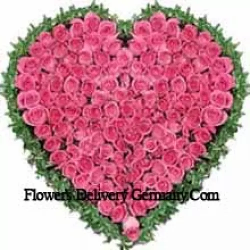 Heart Shaped Arrangement Of 101 Pink Roses